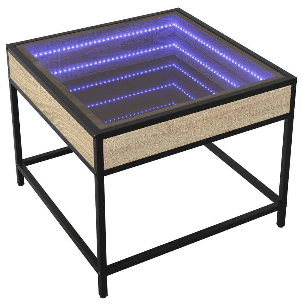 Mesa de centro luzes LED infinity 50x50x41 cm carvalho sonoma