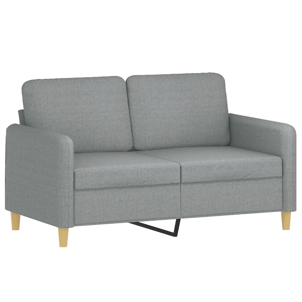 3 Pcs conjunto de sofás com almofadões tecido cinzento-claro