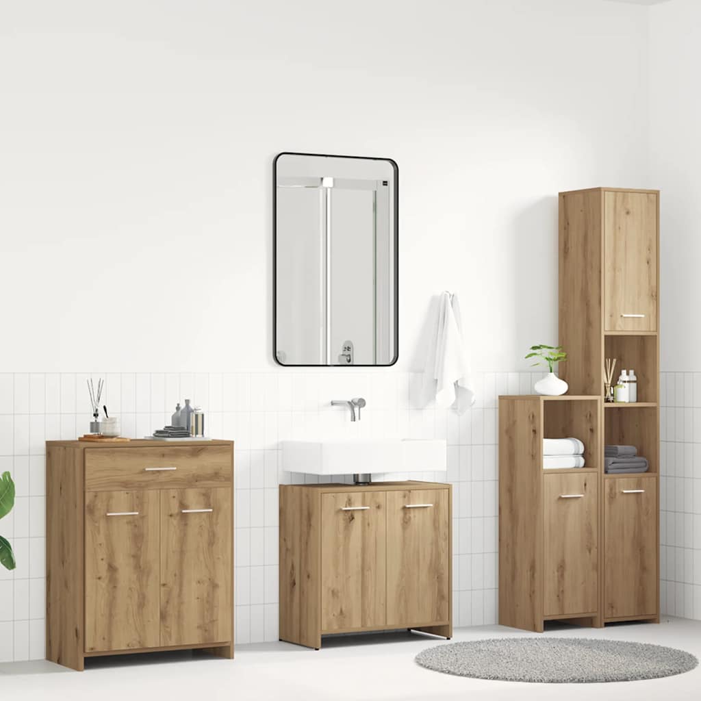 4 Pcs móveis de casa de banho deriv. madeira carvalho artisiano