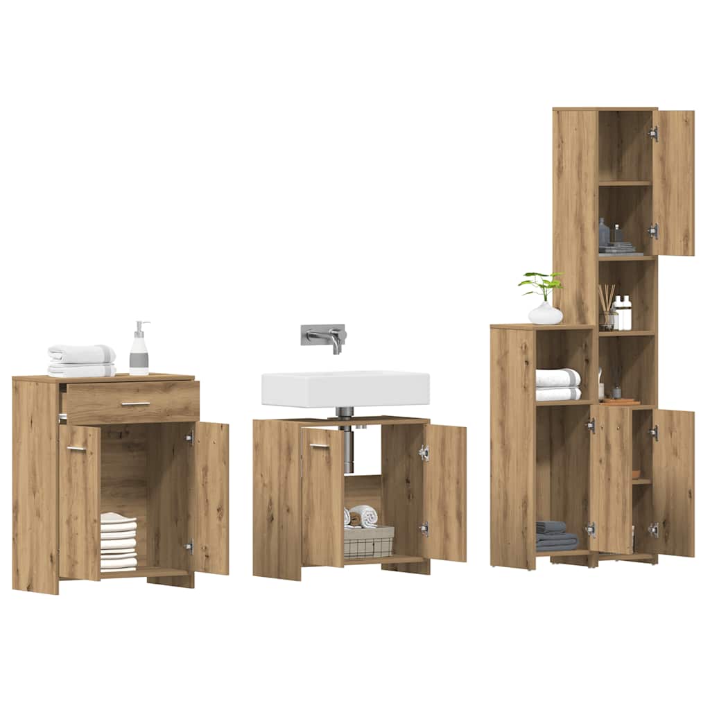 4 Pcs móveis de casa de banho deriv. madeira carvalho artisiano