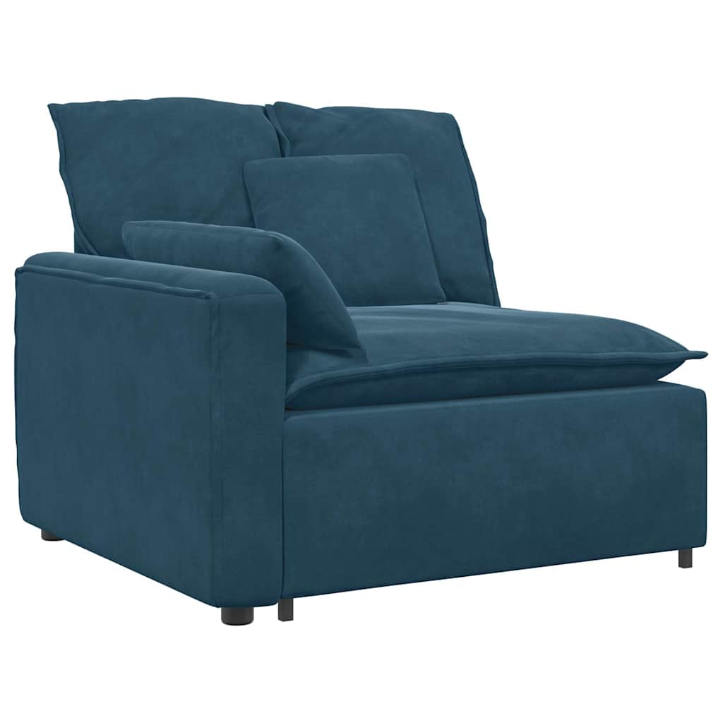 Sofá modular com almofadas veludo azul