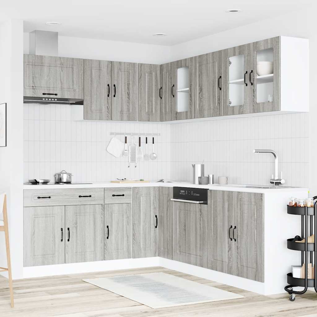 11 Peças armário de cozinha conjunto kalmar cinza sonoma