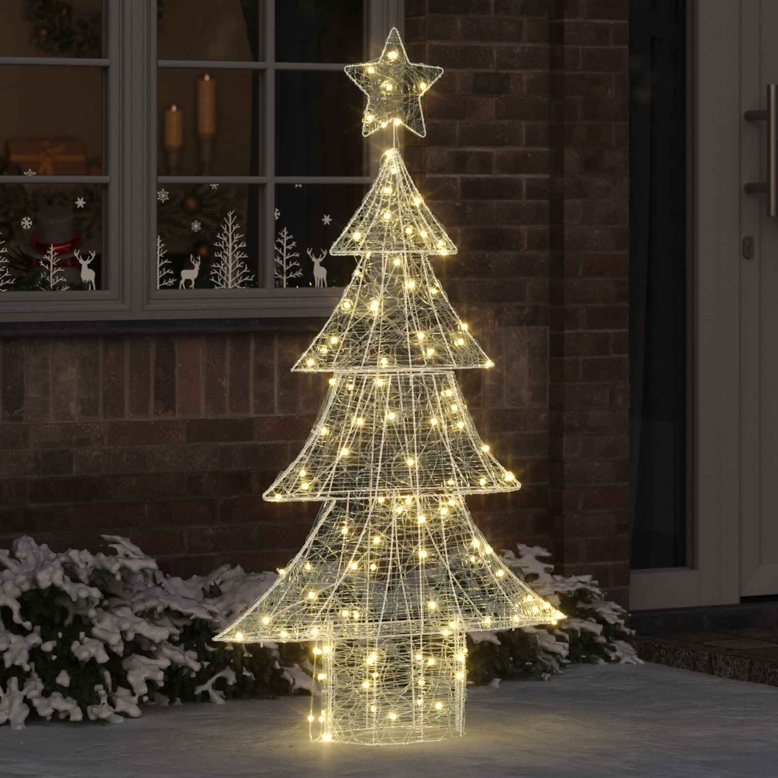 Árvore de natal com 160 leds branco quente 150 cm acrílo