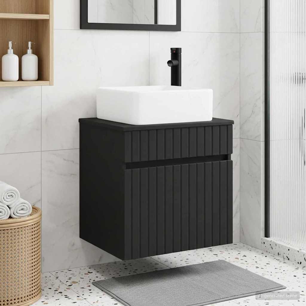 Vanidade de pia de parede preto 49 x 41 x 63 cm
