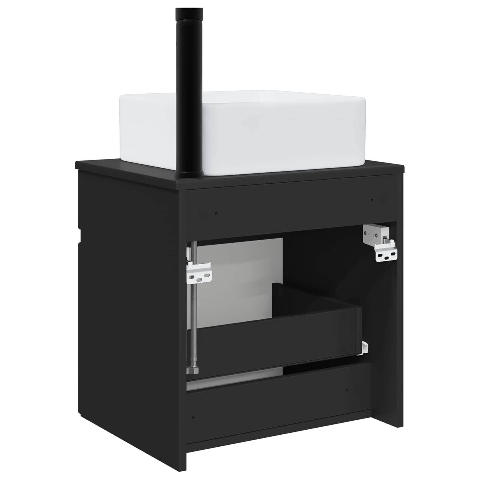 Vanidade de pia de parede preto 49 x 41 x 63 cm