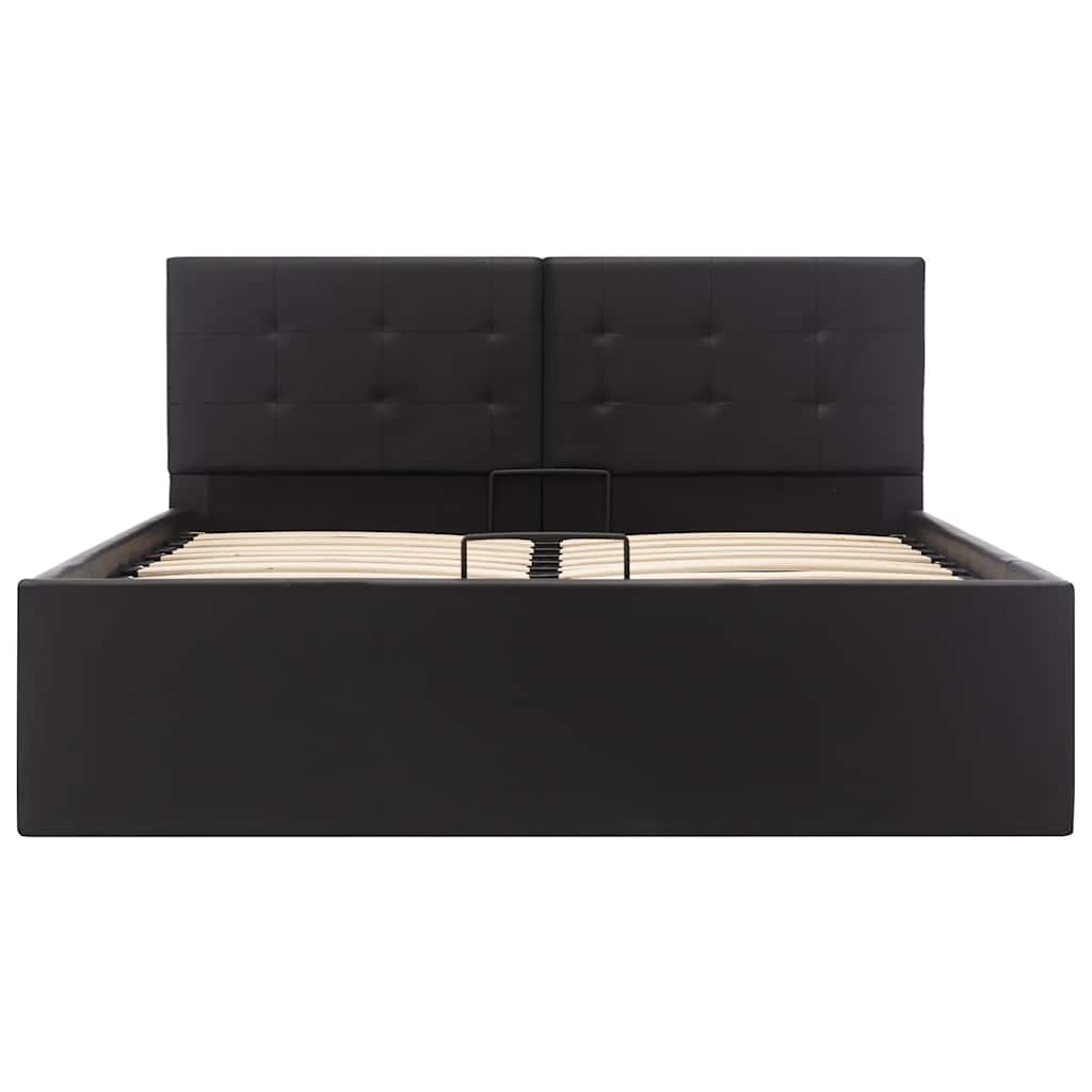 Cama hidráulica c/ arrumação 120x200cm couro artificial preto