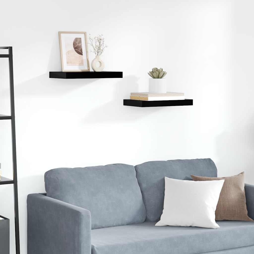Prateleiras de parede suspensas 2 pcs 40x23,5x3,8cm MDF preto