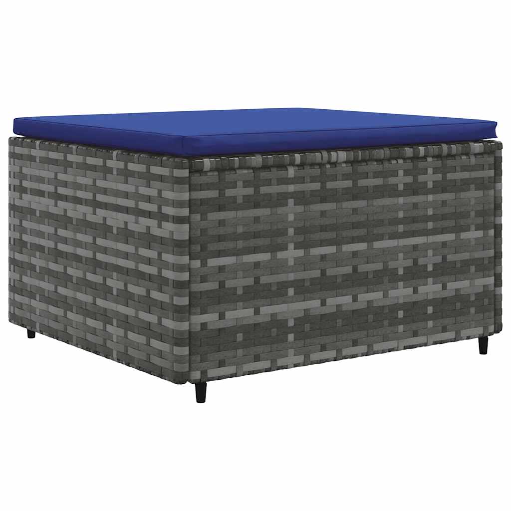 4 Pcs conjunto lounge de jardim c/ almofadões vime PE cinzento