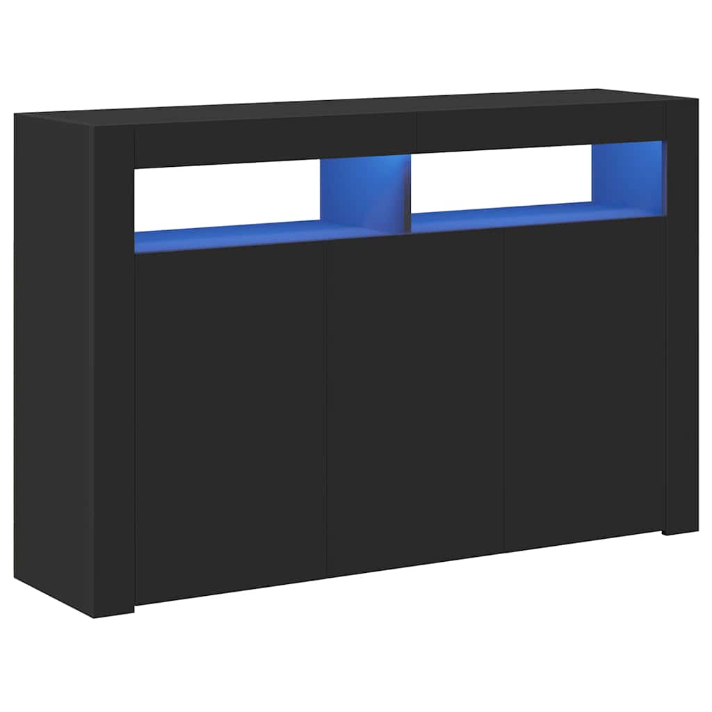 Aparador com luzes LED 115,5x30x75 cm preto