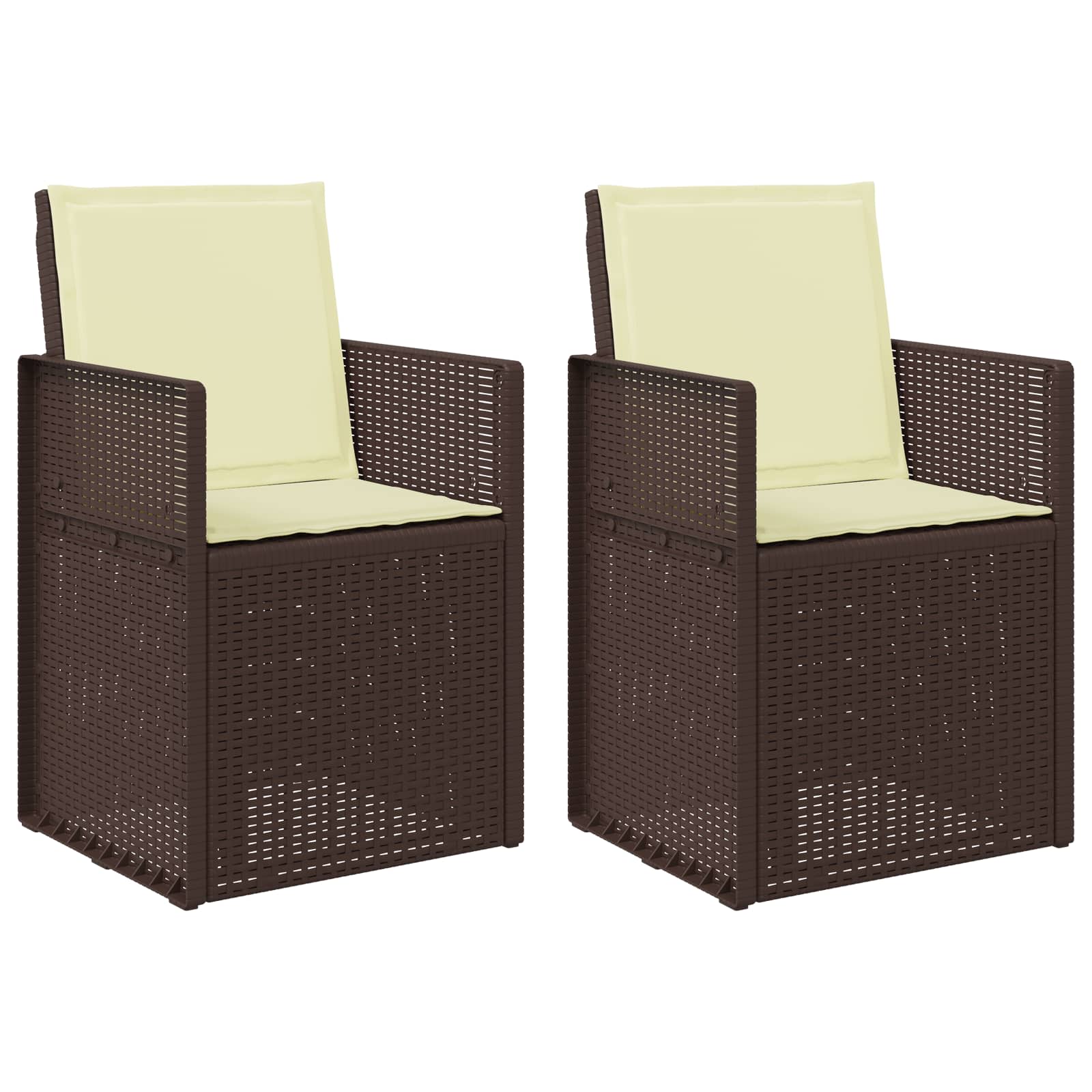 Cadeiras de jantar para jardim 2 unid. castanho e creme PP