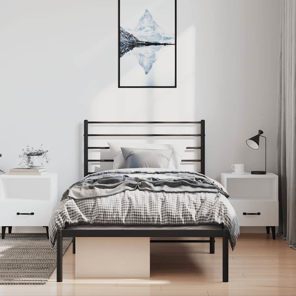Estrutura de cama com cabeceira 100x200 cm metal preto