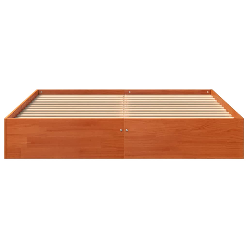 Cama sem colchão 140x200 cm madeira pinho maciça castanho-mel
