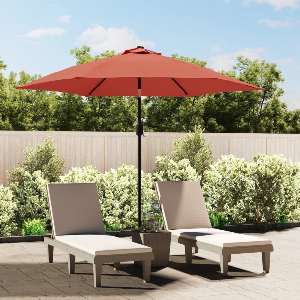 Guarda-sol de jardim com poste de metal 300 cm terracotta