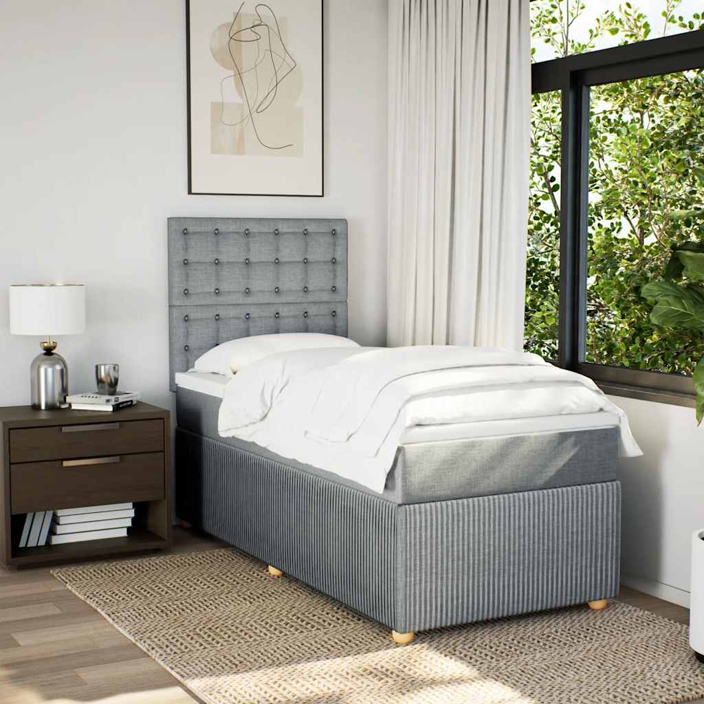 Cama com molas/colchão 100x200 cm tecido cinzento-claro