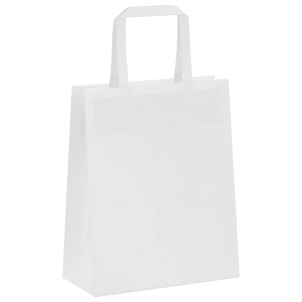Sacos de papel 250 unid com alças branco 18x8x22 cm