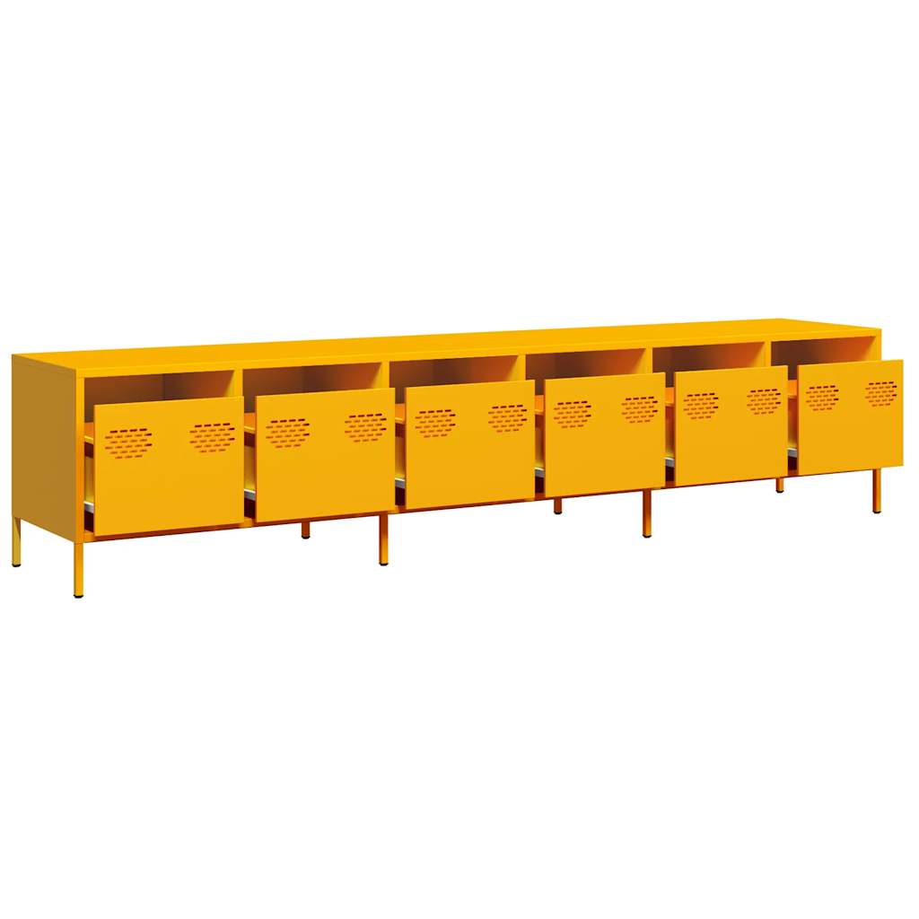 Móvel de TV 202x39x43,5 cm aço laminado a frio amarelo mostarda