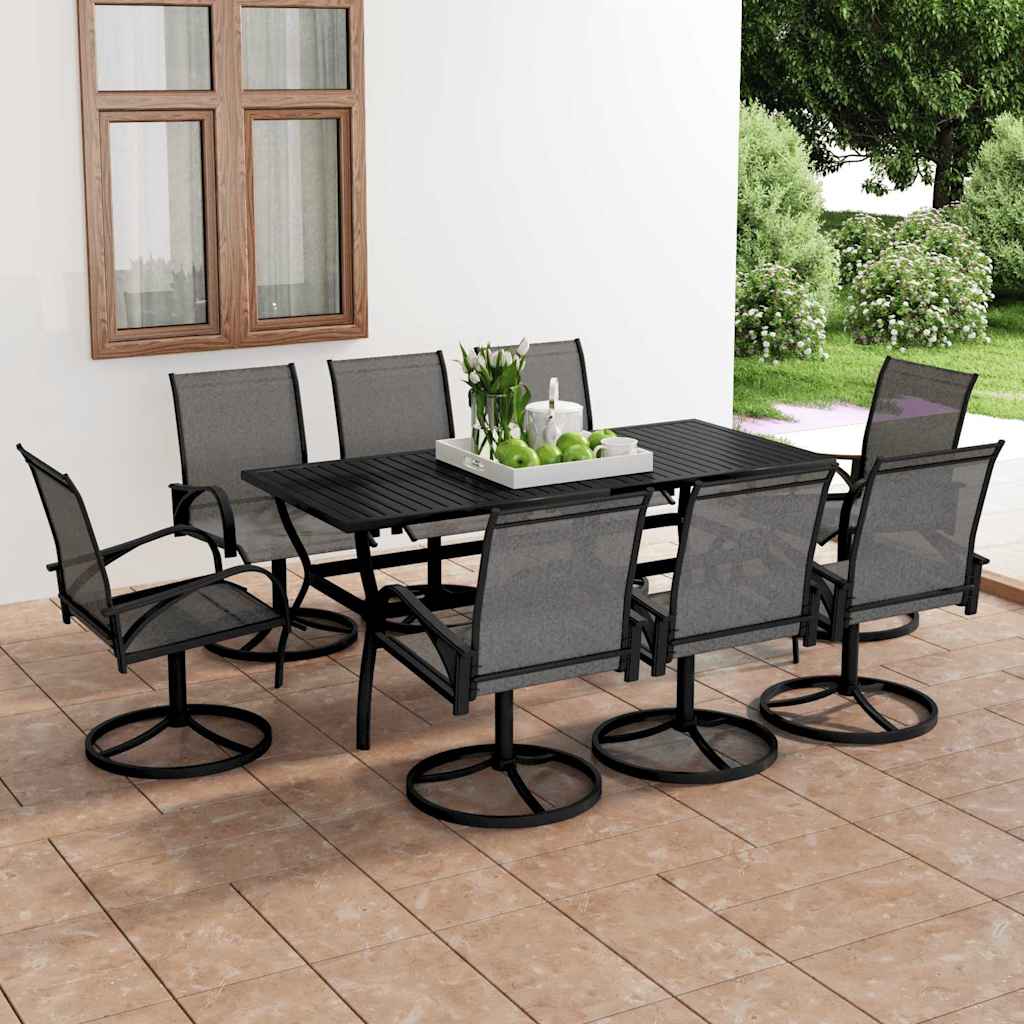 9 Pcs conjunto de jantar para jardim textilene e aço