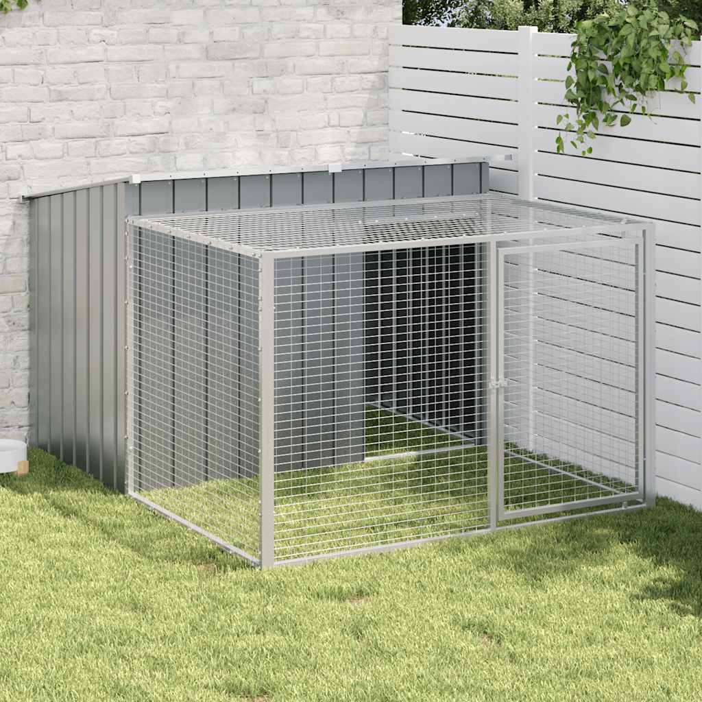 Casota para cães com corredor antracite 153x194x110 cm aço galvanizado