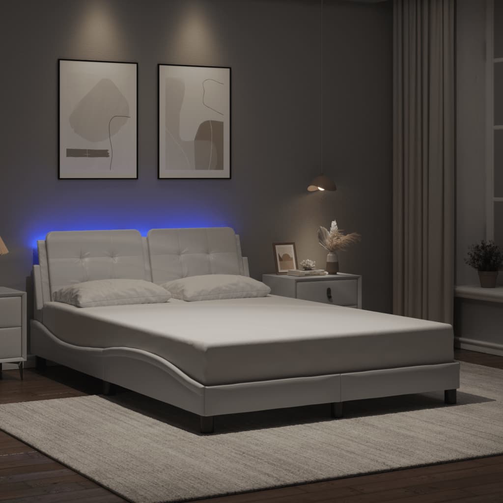 Estrutura de cama com LED sem colchão zadar 140x200 cm branco