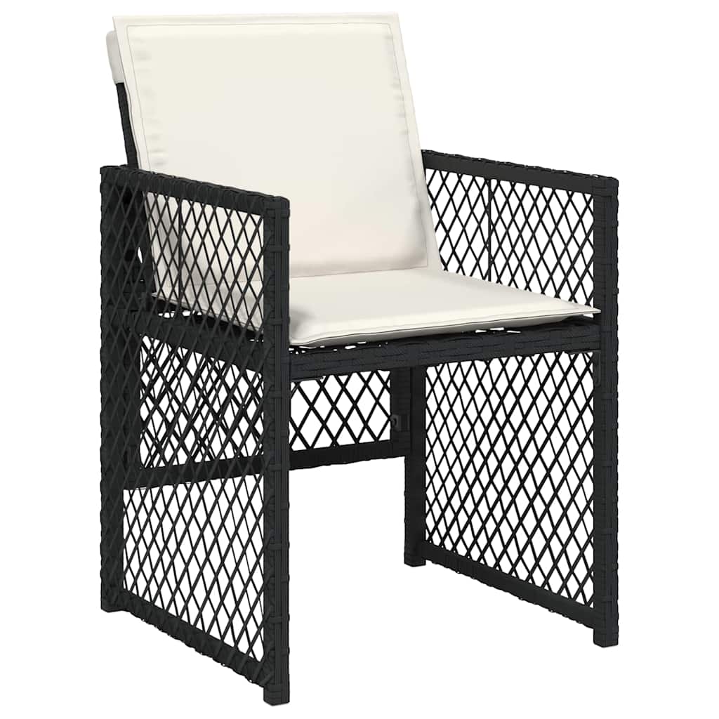 7 Pcs conjunto de jantar p/ jardim c/ almofadões vime PE preto