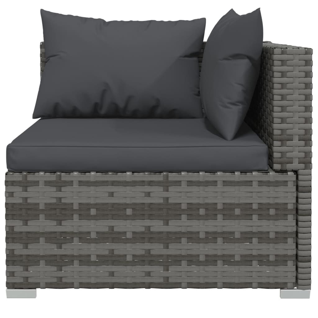6 Pcs conjunto lounge de jardim c/ almofadões vime PE cinzento