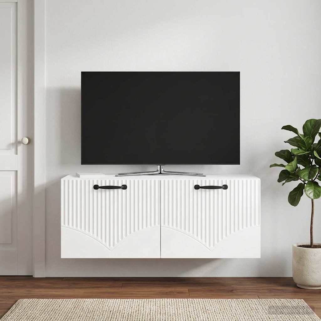 Gabinete de TV de parede branco brilhante 78,5 x 31 x 30 cm