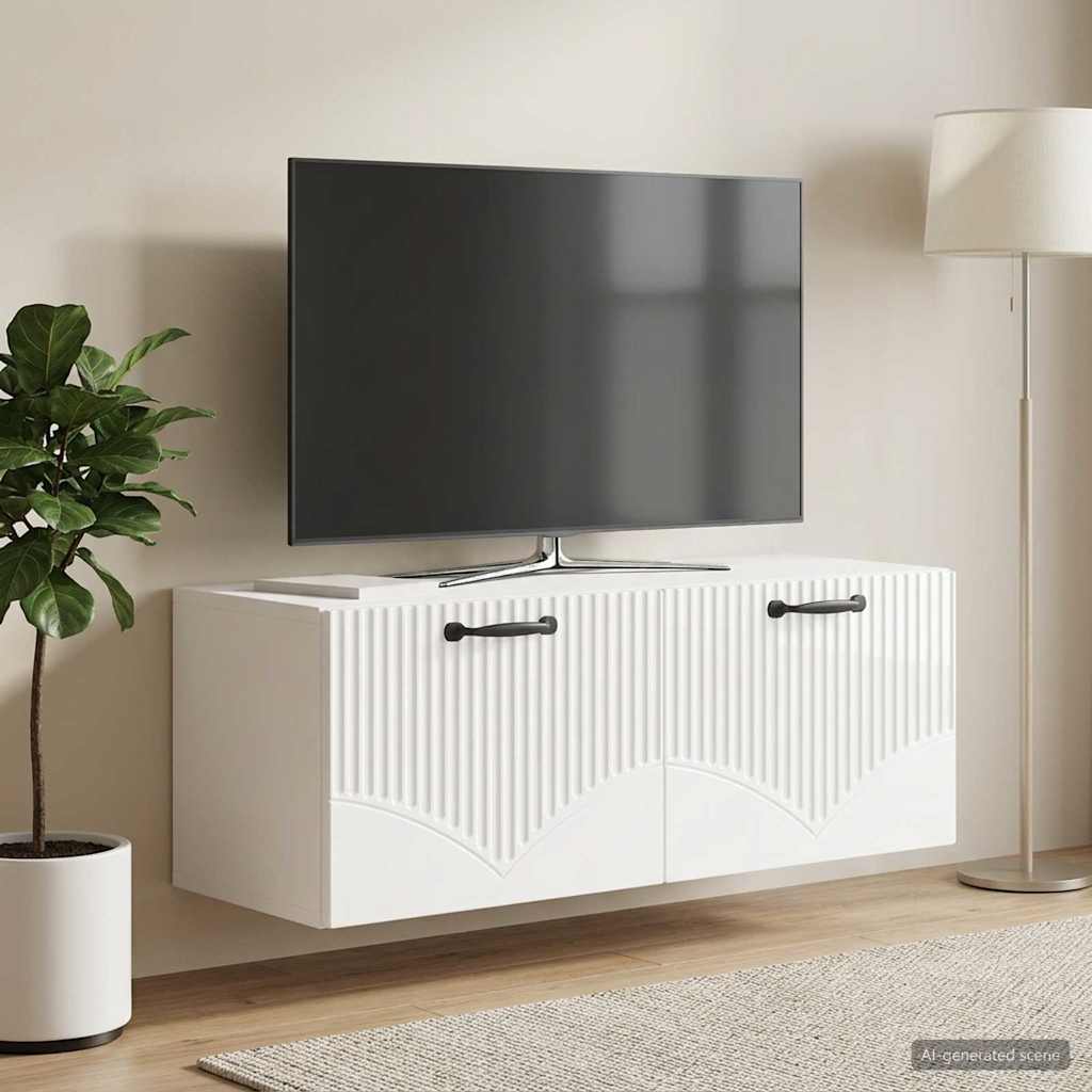 Gabinete de TV de parede branco brilhante 78,5 x 31 x 30 cm