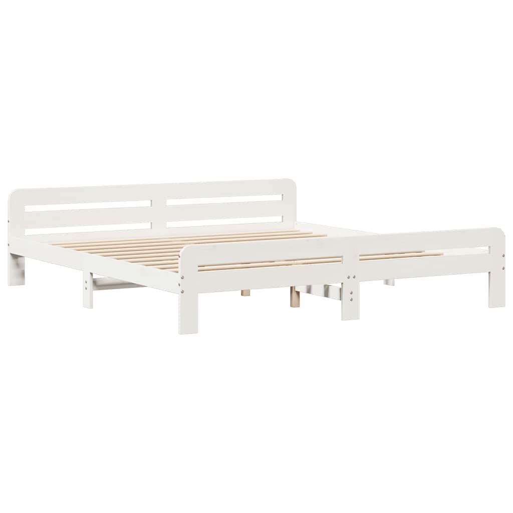 Cama sem colchão 180x200 cm madeira de pinho maciça branco