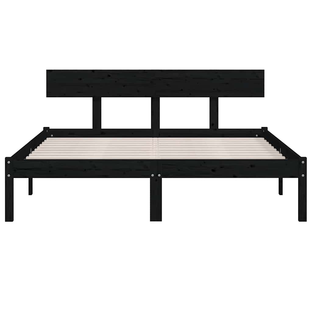 Estrutura de cama 140x200 cm pinho maciço preto