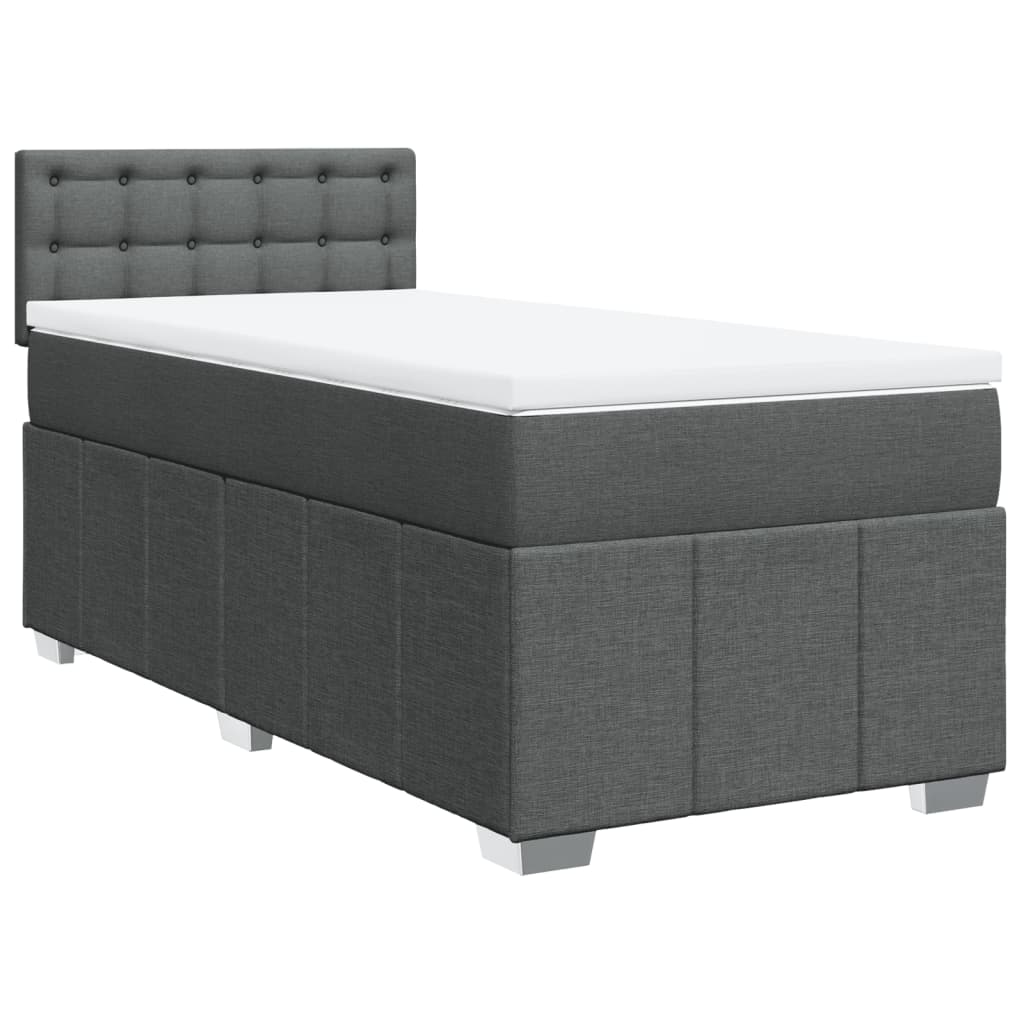 Cama com molas/colchão 90x190 cm tecido cinza-escuro