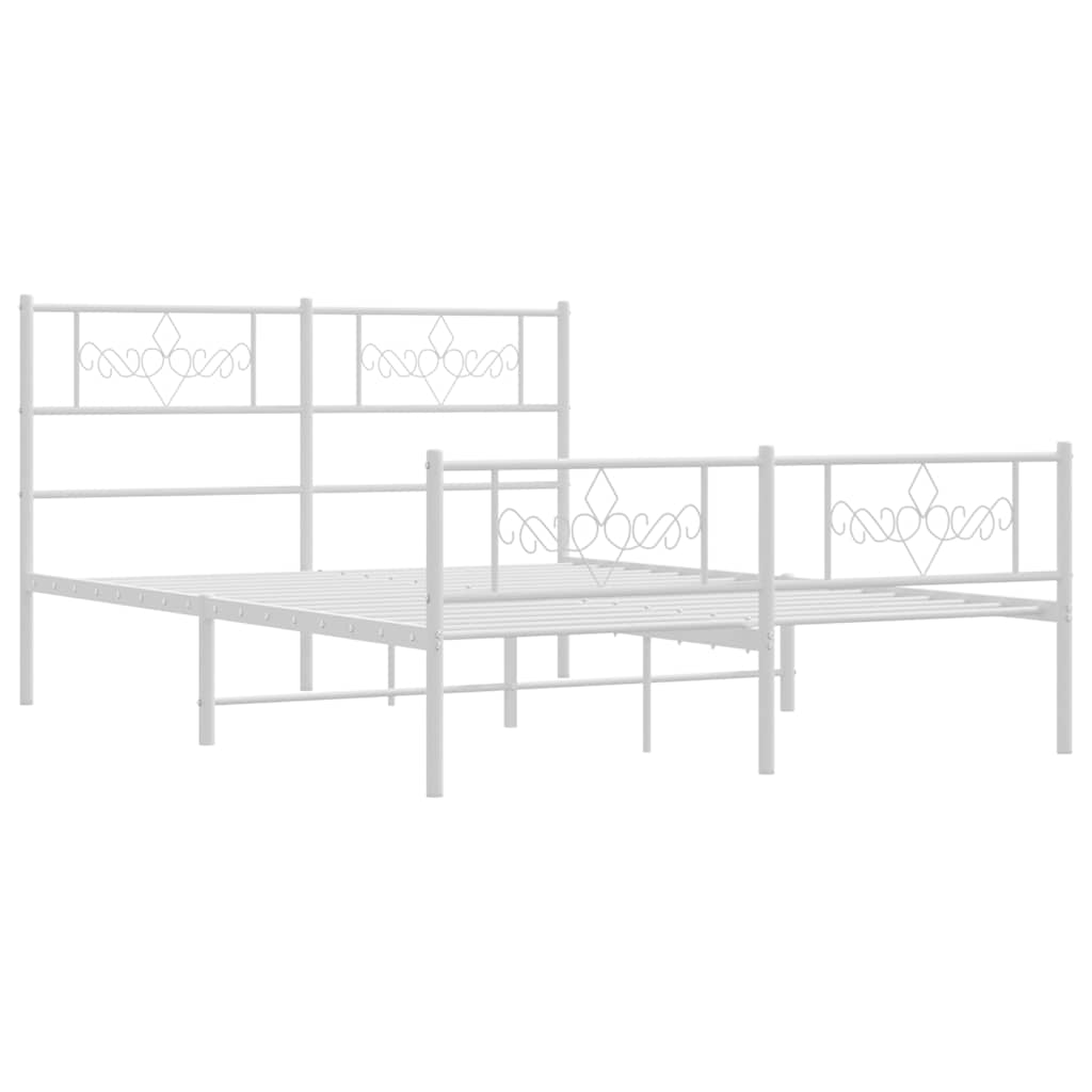 Estrutura de cama com cabeceira e pés 135x190 cm metal branco