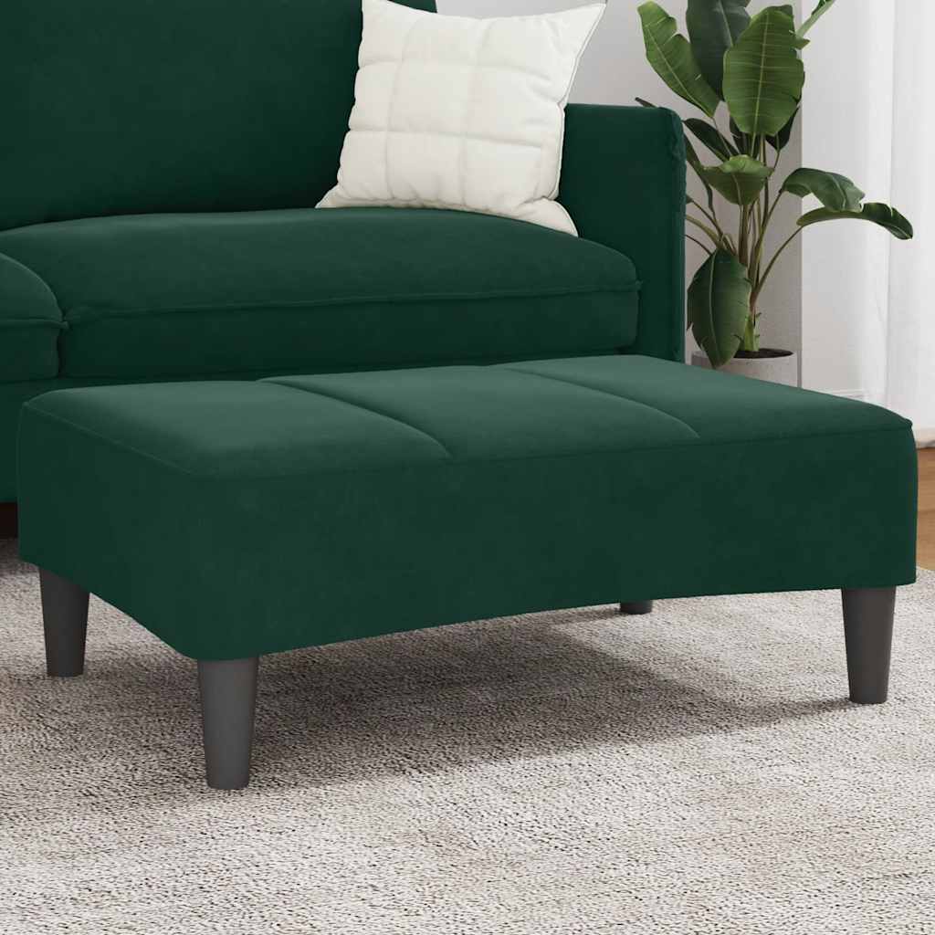 Apoio de pés 77x55x31 cm veludo verde-escuro