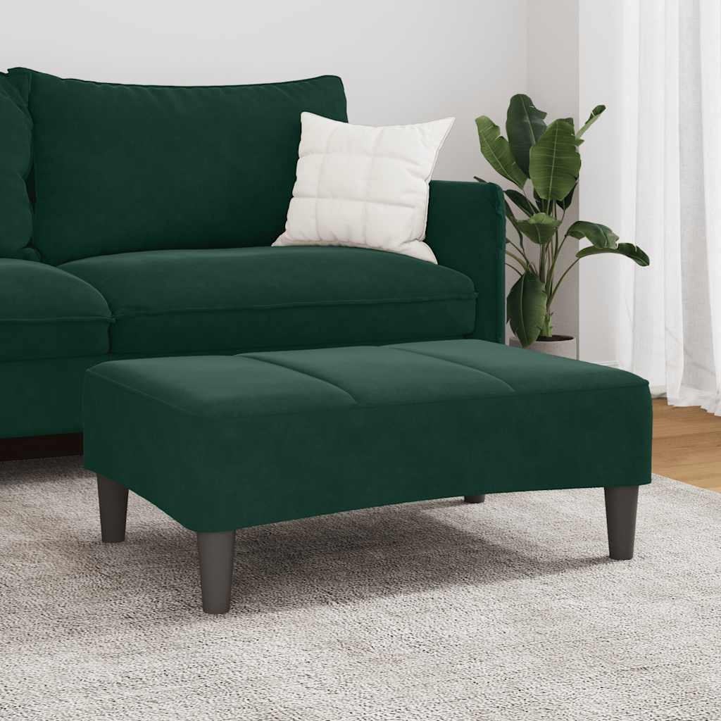 Apoio de pés 77x55x31 cm veludo verde-escuro