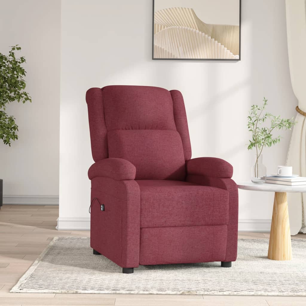 Poltrona elétrica reclinável tecido vermelho tinto