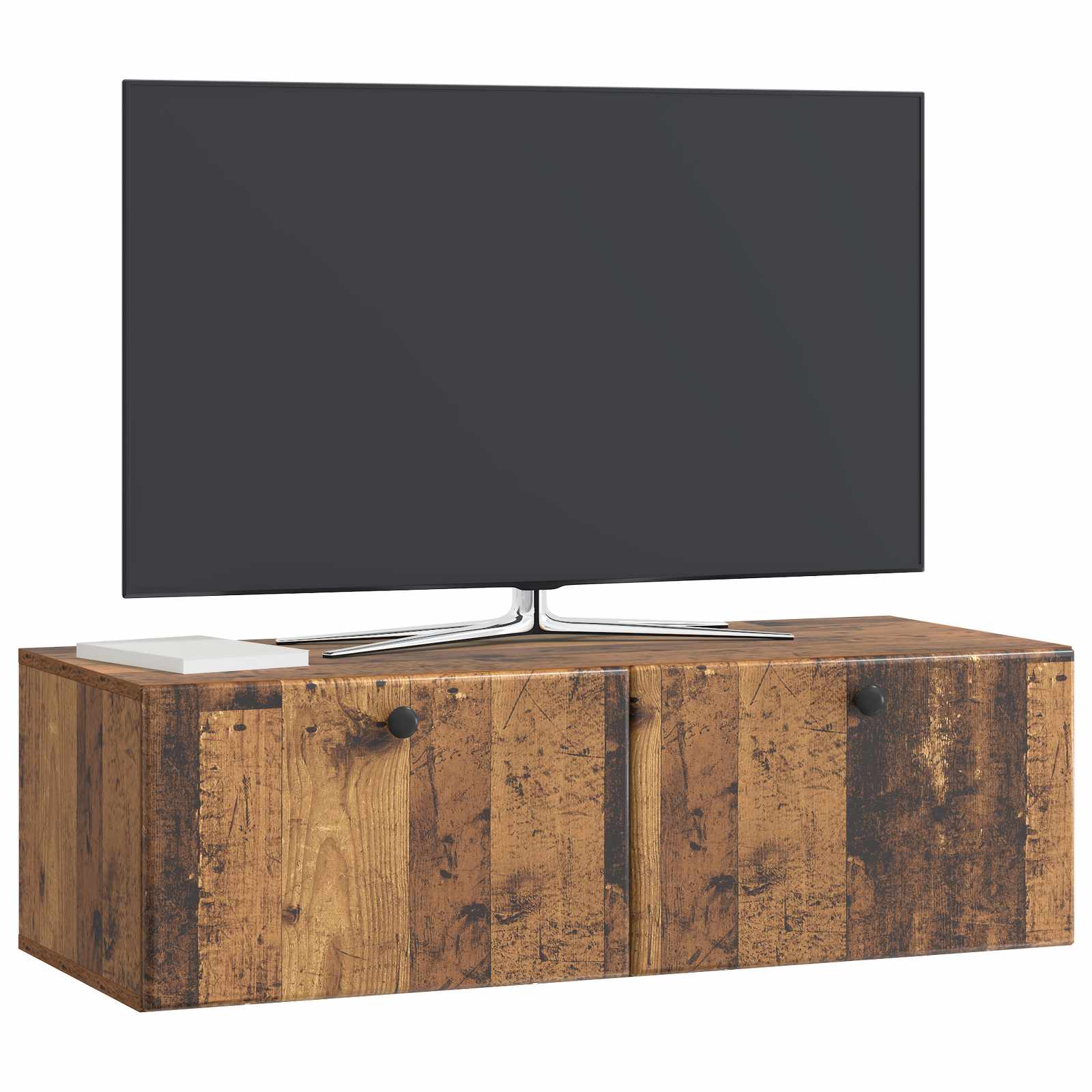 Gabinete de TV de parede 98 x 41 x 30 cm madeira antiga
