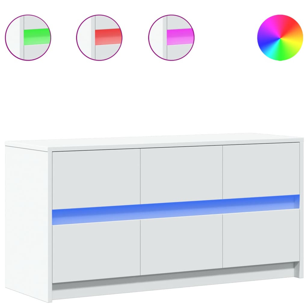 Móvel de TV com luzes LED derivados de madeira branco
