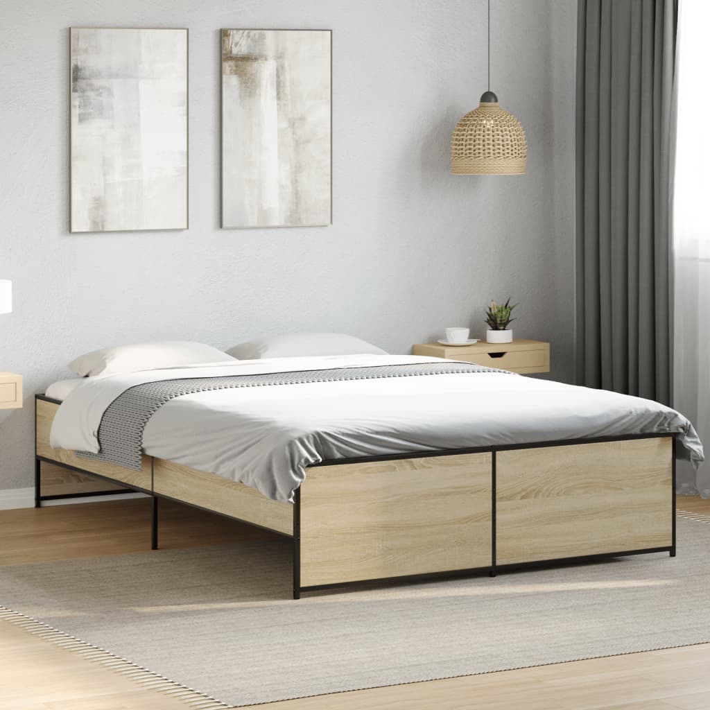 Estrutura de cama 135x190 cm derivados madeira/metal