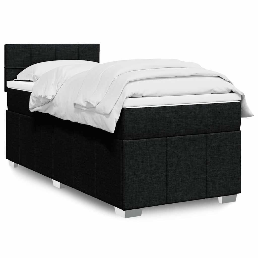 Cama com molas/colchão 80x200 cm tecido preto
