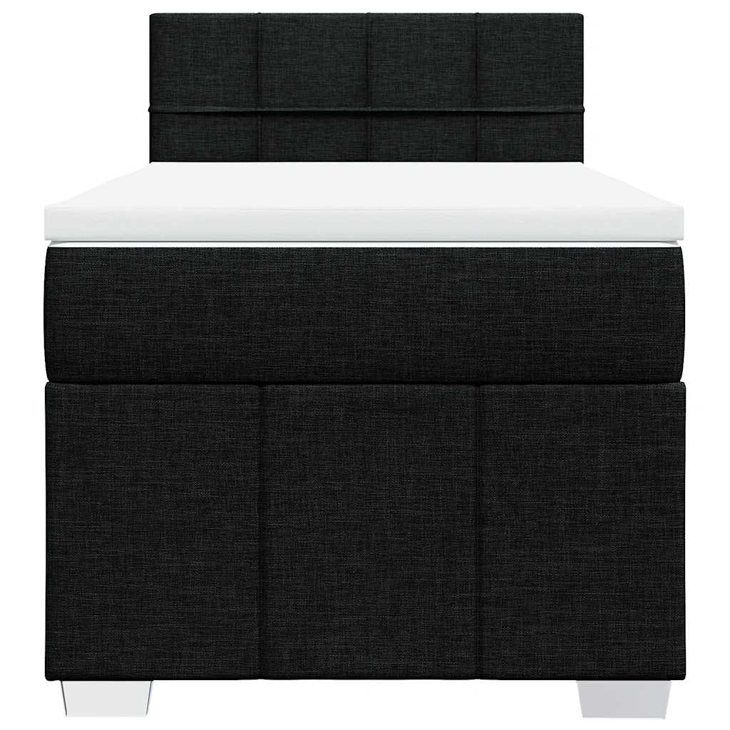 Cama com molas/colchão 80x200 cm tecido preto