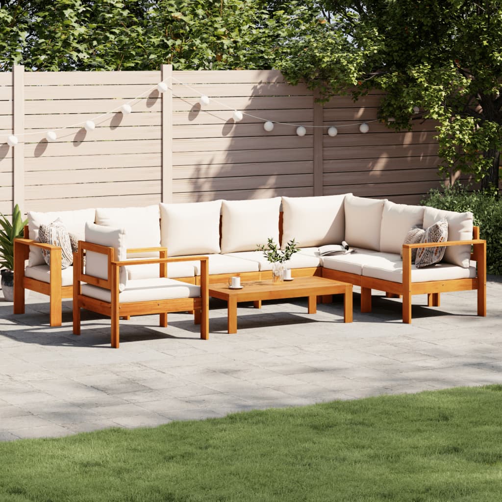 6 Pcs conjunto de sofás de jardim com almofadões acácia maciça