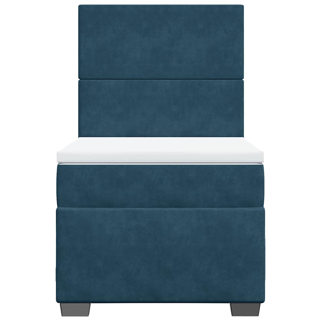 Cama boxspring com colchão 100x200 cm veludo azul