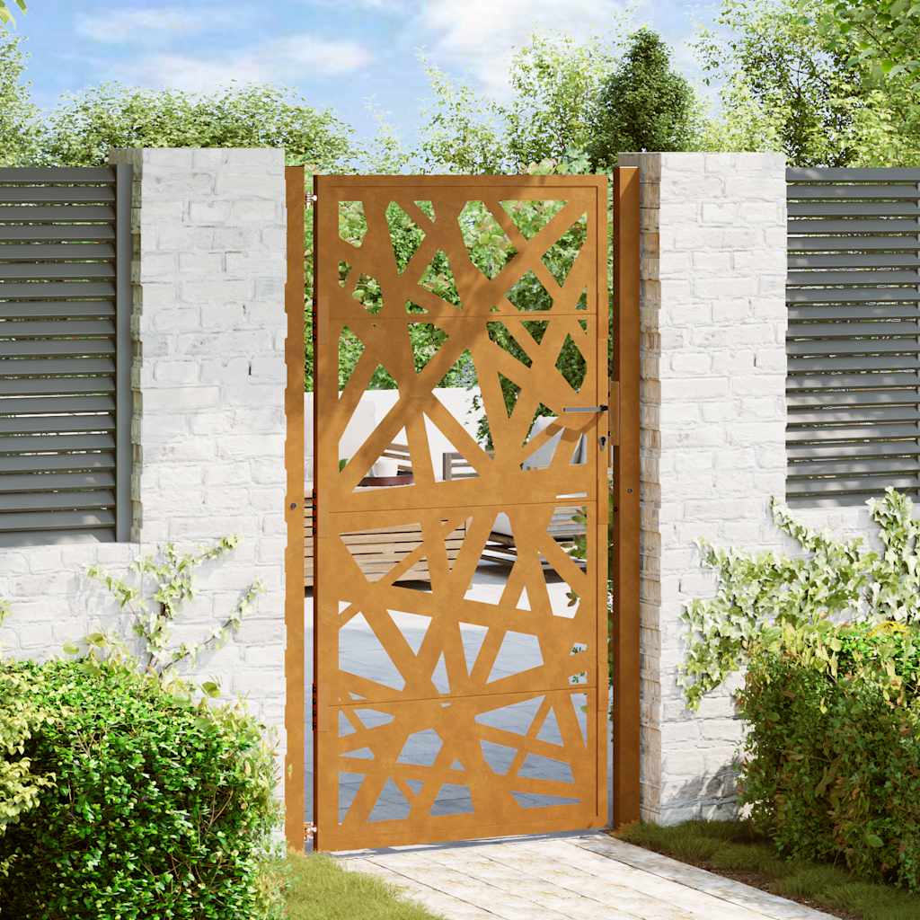 Portão de jardim 100x200 cm em aço resistente às intempéries com design leve