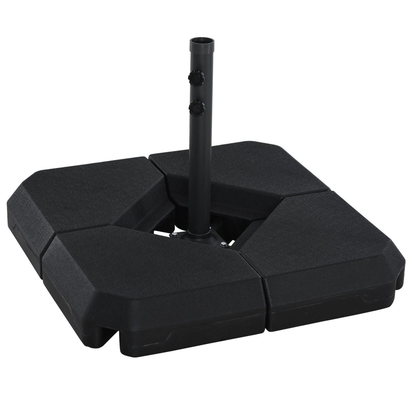 Base para chapéu de sol ø48 mm com 4 pesos enchentes de 60l água ou areia suporte cruzado para chapéu de sol com tubo de aço 80x80x56 cm preto