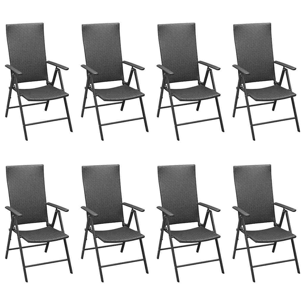 9 Pcs conjunto de jantar para jardim preto