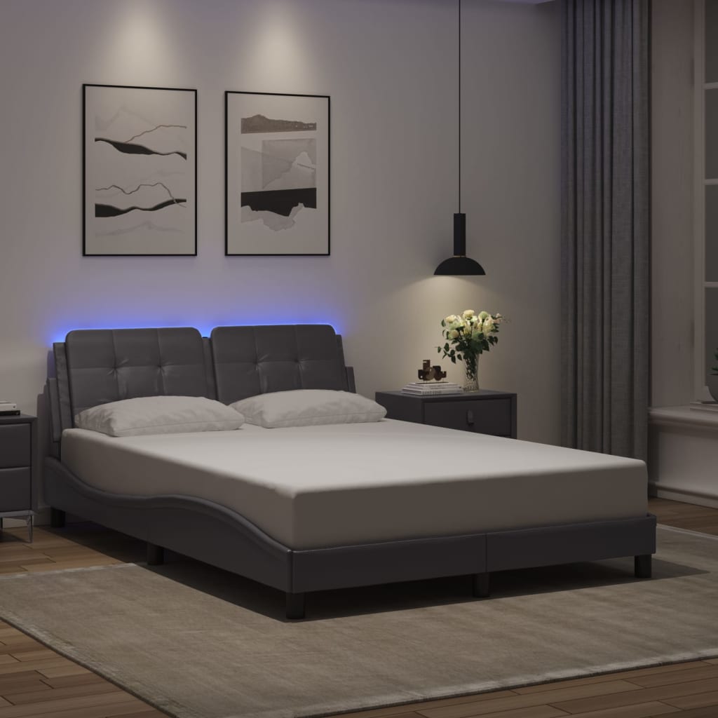 Estrutura de cama com LED sem colchão zadar 140x190 cm cinza
