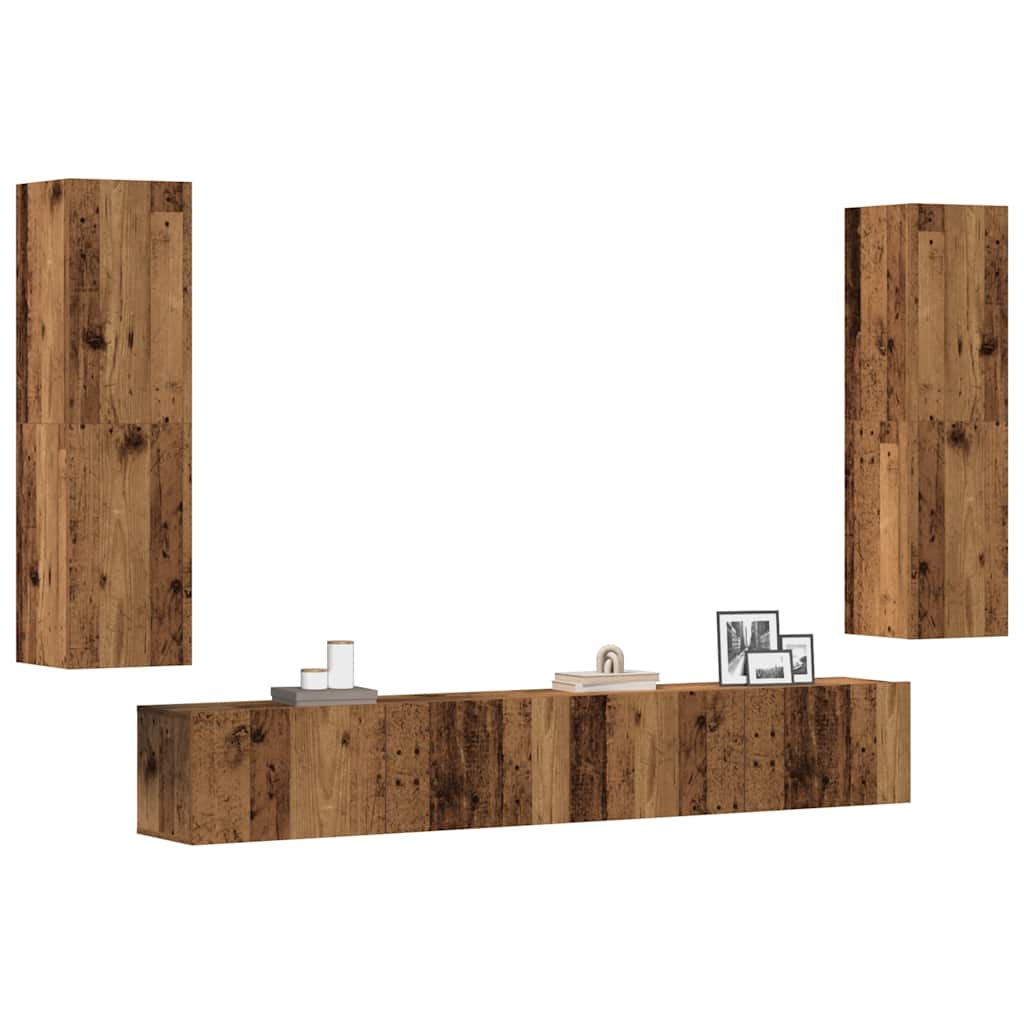 Armários de TV montados na parede 4 pcs madeira velha