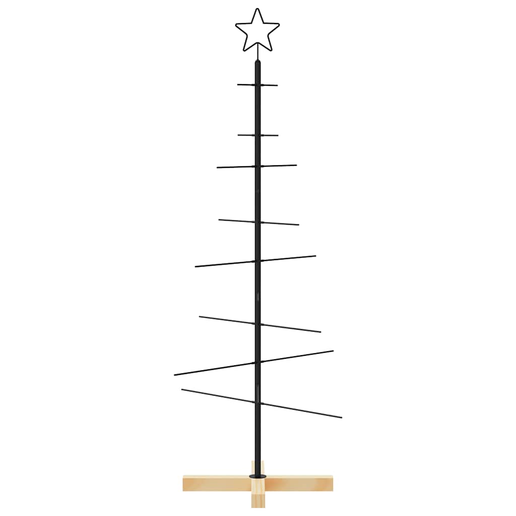 Árvore de natal de metal com base em madeira 120 cm preto
