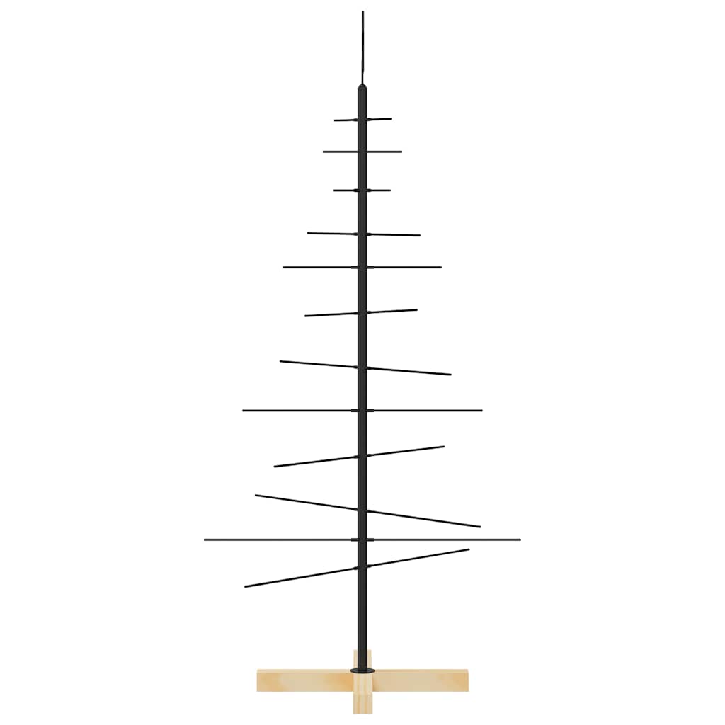 Árvore de natal de metal com base em madeira 120 cm preto