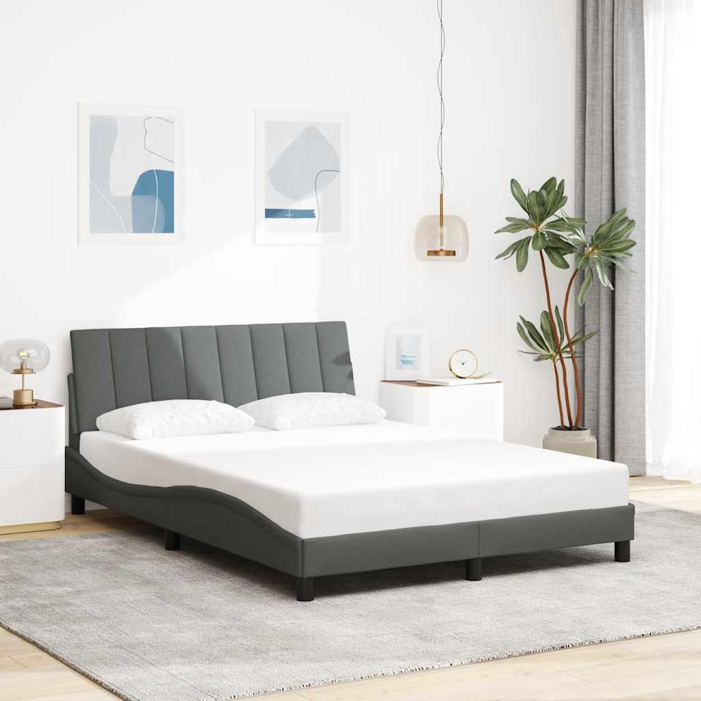 Estrutura de cama sem colchão hanko 140x200 cm tecido cinzento-escuro