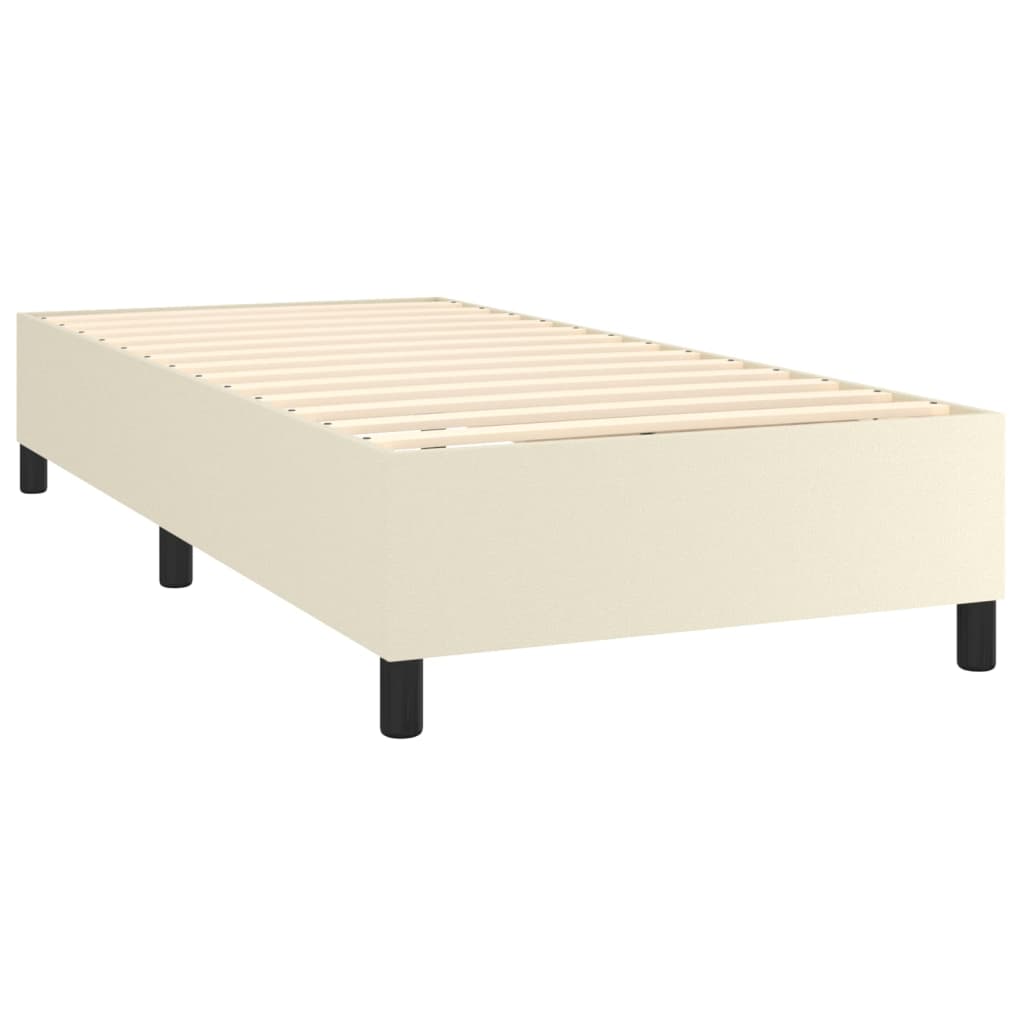 Cama com molas/colchão 90x200 cm couro artificial cor creme